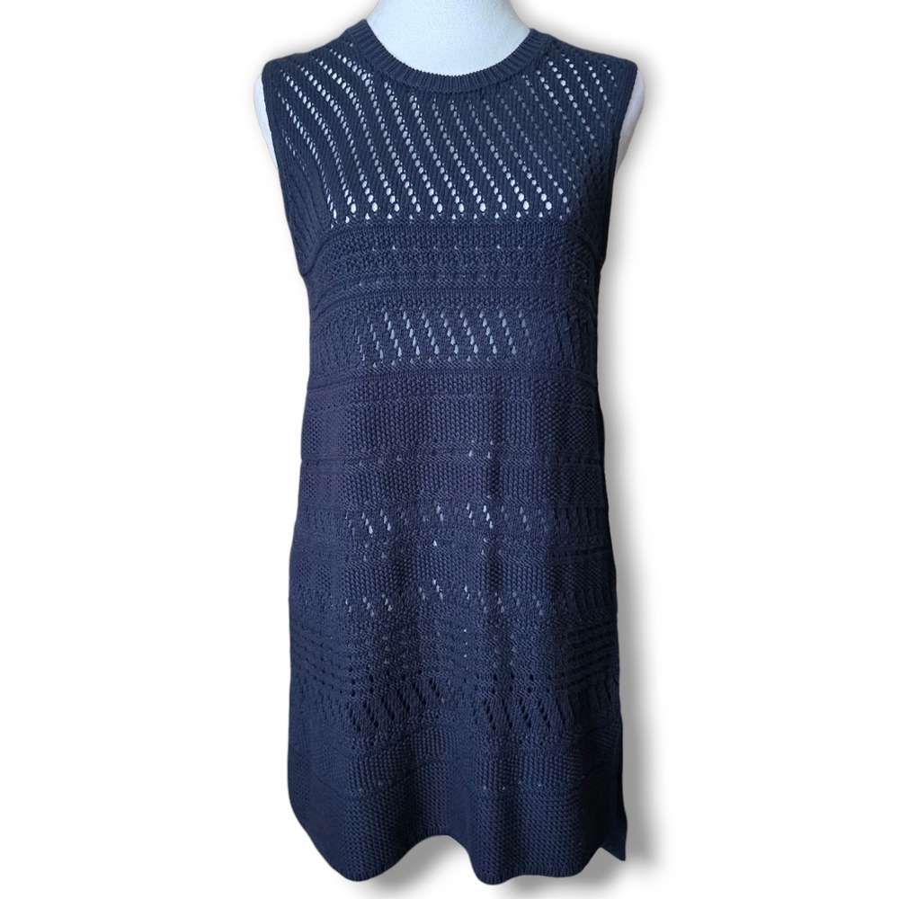 J. Jill Blue Sleeveless Open Knit Mini Dress